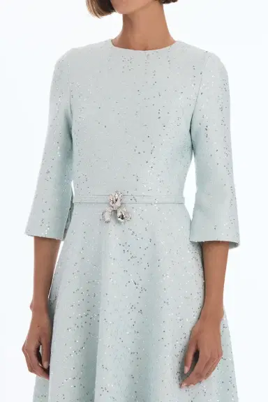Oscar de la Renta Midi Sleeve Sequin Tweed Day Dress | Thumbnail 2 Oscar de la Renta Midi Sleeve Sequin Tweed Day Dress | Thumbnail 2