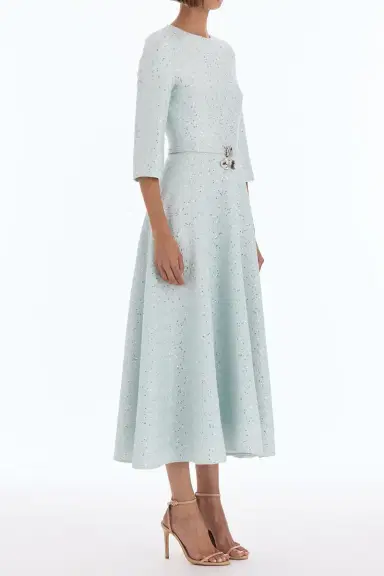 Oscar de la Renta Midi Sleeve Sequin Tweed Day Dress | Thumbnail 3 Oscar de la Renta Midi Sleeve Sequin Tweed Day Dress | Thumbnail 3