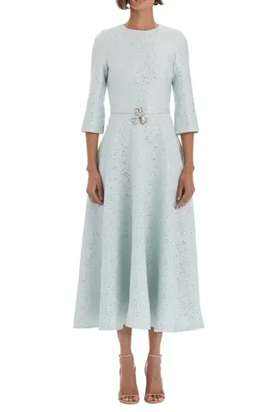 Oscar de la Renta Midi Sleeve Sequin Tweed Day Dress | Thumbnail 1 Oscar de la Renta Midi Sleeve Sequin Tweed Day Dress | Thumbnail 1