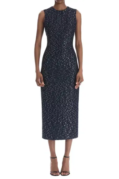 Oscar de la Renta Sleeveless Sequin Tweed Cocktail Dress | Thumbnail 1 Oscar de la Renta Sleeveless Sequin Tweed Cocktail Dress | Thumbnail 1