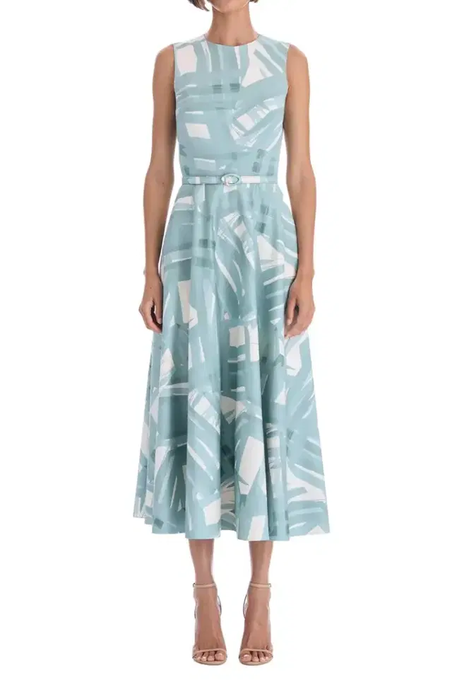 Oscar de la Renta Sleeveless Striped Plaid Poplin Day Dress