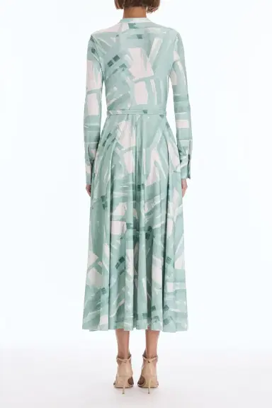 Oscar de la Renta Long Sleeve Striped Plaid Day Dress | Thumbnail 4 Oscar de la Renta Long Sleeve Striped Plaid Day Dress | Thumbnail 4