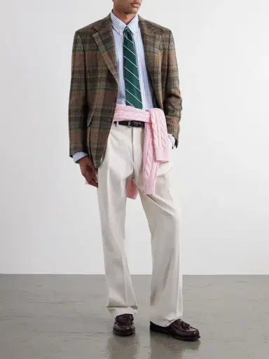 Polo Ralph Lauren Suede-Trimmed Checked Wool Blazer - Men | Thumbnail 2