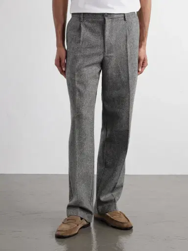 Portuguese Flannel Straight-Leg Pleated Wool Herringbone Trousers - Men | Thumbnail 3 Portuguese Flannel Straight-Leg Pleated Wool Herringbone Trousers - Men | Thumbnail 3