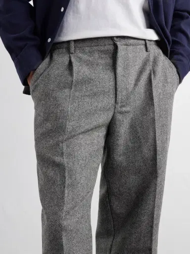 Portuguese Flannel Straight-Leg Pleated Wool Herringbone Trousers - Men | Thumbnail 5 Portuguese Flannel Straight-Leg Pleated Wool Herringbone Trousers - Men | Thumbnail 5