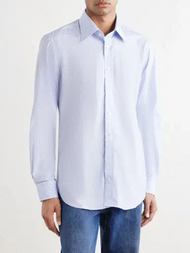 Thom Sweeney Lecce Striped Cotton-Poplin Shirt - Men | Thumbnail 3 Thom Sweeney Lecce Striped Cotton-Poplin Shirt - Men | Thumbnail 3