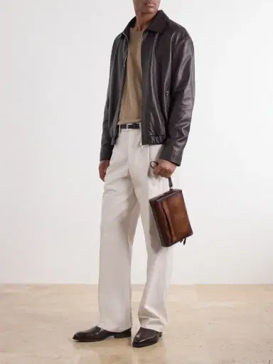 Berluti Rosewood Scritto Venezia Leather Pouch - Men | Thumbnail 3