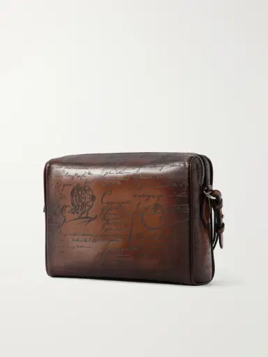 Berluti Rosewood Scritto Venezia Leather Pouch - Men | Thumbnail 4