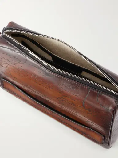 Berluti Rosewood Scritto Venezia Leather Pouch - Men | Thumbnail 6