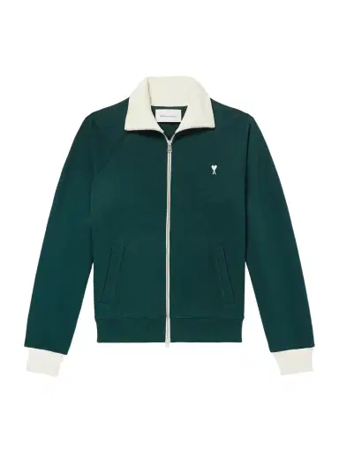 AMI PARIS Logo-Embroidered Cotton-Jersey Zip-Up Sweatshirt - Men | Thumbnail 1 AMI PARIS Logo-Embroidered Cotton-Jersey Zip-Up Sweatshirt - Men | Thumbnail 1