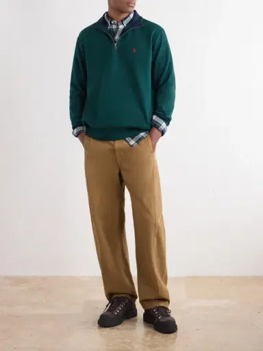 Polo Ralph Lauren Logo-Embroidered Cotton-Blend Half-Zip Sweatshirt - Men | Thumbnail 2 Polo Ralph Lauren Logo-Embroidered Cotton-Blend Half-Zip Sweatshirt - Men | Thumbnail 2