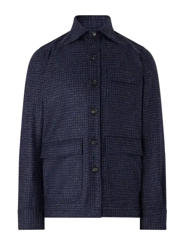 De Petrillo Houndstooth Virgin Wool Overshirt - Men
