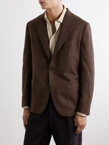 De Petrillo Posillipo Wool and Cashmere-Blend Herringbone Blazer - Men | Thumbnail 3