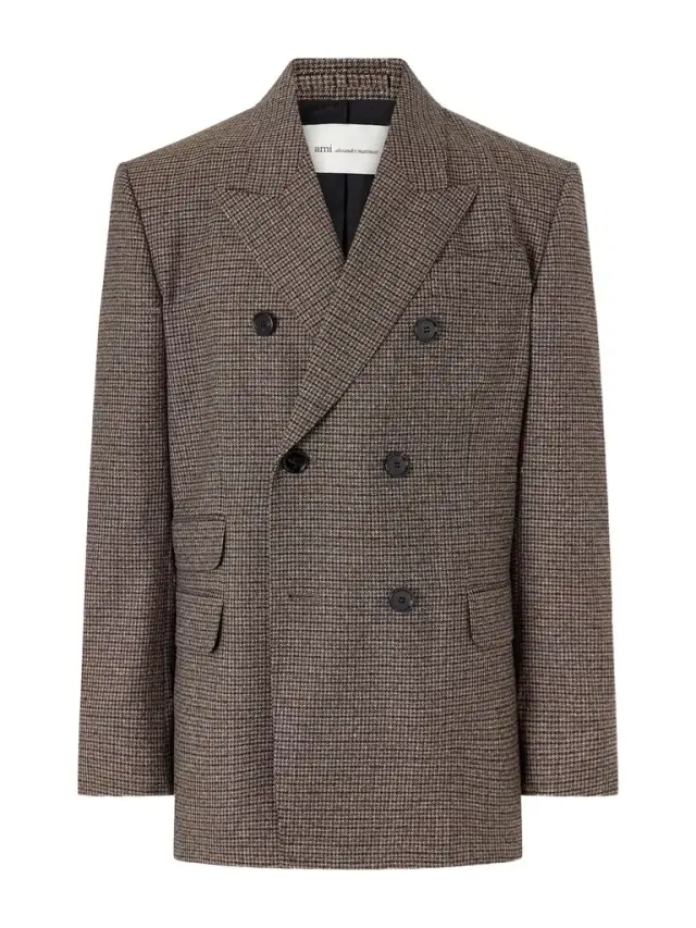 AMI PARIS Double-Breasted Houndstooth Virgin Wool Blazer - Men