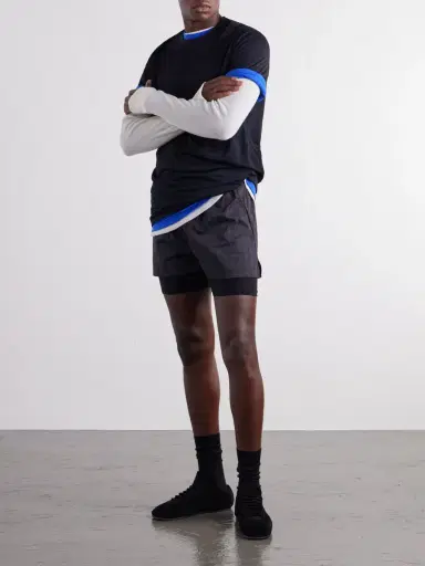 Literary Sport Myles Layered Checked Shell and Stretch-Jersey Running Shorts - Men | Thumbnail 2 Literary Sport Myles Layered Checked Shell and Stretch-Jersey Running Shorts - Men | Thumbnail 2