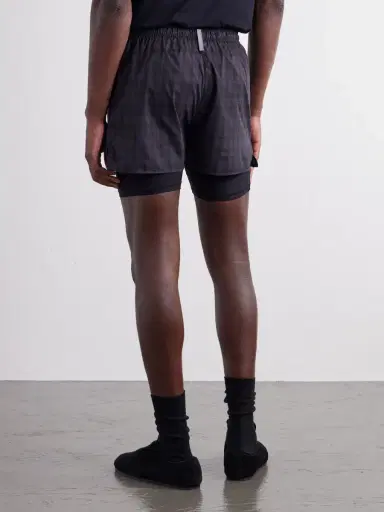 Literary Sport Myles Layered Checked Shell and Stretch-Jersey Running Shorts - Men | Thumbnail 4 Literary Sport Myles Layered Checked Shell and Stretch-Jersey Running Shorts - Men | Thumbnail 4