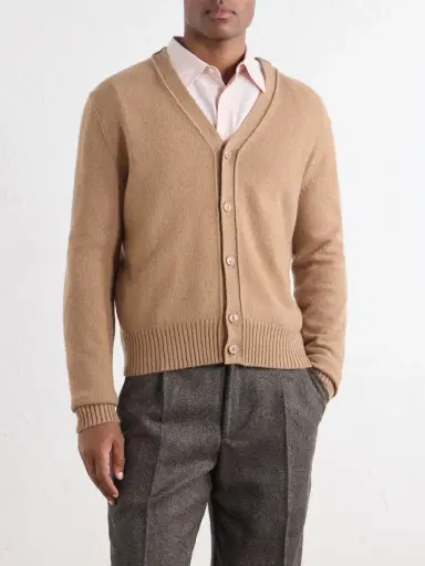 AMI PARIS Logo-Embroidered Cashmere and Wool-Blend Cardigan - Men | Thumbnail 3 AMI PARIS Logo-Embroidered Cashmere and Wool-Blend Cardigan - Men | Thumbnail 3
