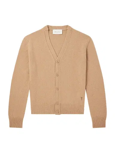 AMI PARIS Logo-Embroidered Cashmere and Wool-Blend Cardigan - Men | Thumbnail 1 AMI PARIS Logo-Embroidered Cashmere and Wool-Blend Cardigan - Men | Thumbnail 1