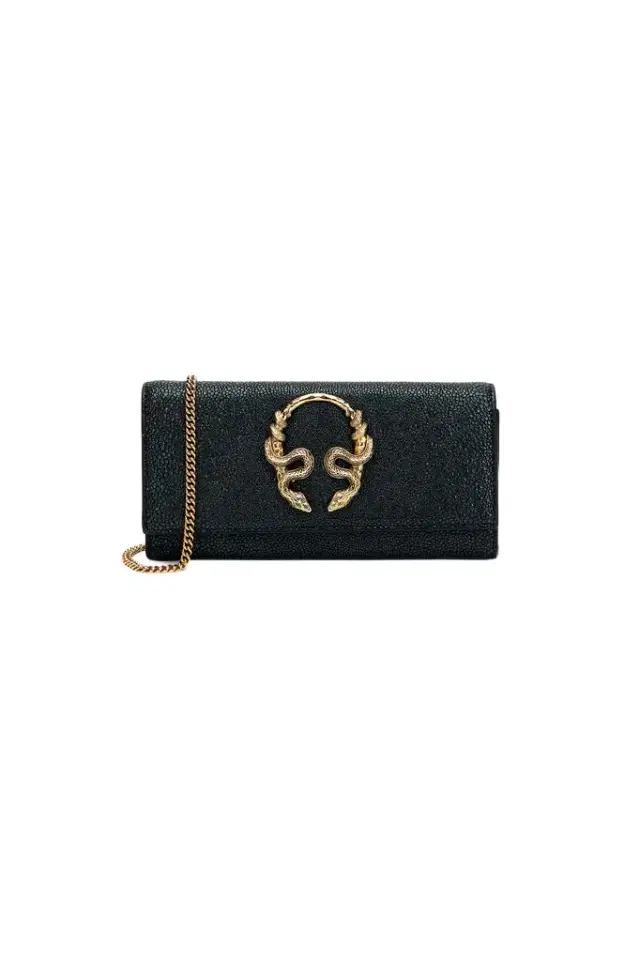 Roberto Cavalli Serpentine Leather Wallet With Chain