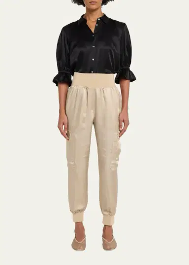 Cinq à Sept Fiona Silk Satin Short-Sleeve Top | Thumbnail 2 Cinq à Sept Fiona Silk Satin Short-Sleeve Top | Thumbnail 2