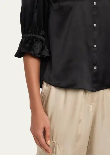 Cinq à Sept Fiona Silk Satin Short-Sleeve Top | Thumbnail 5 Cinq à Sept Fiona Silk Satin Short-Sleeve Top | Thumbnail 5