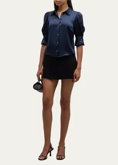 Cinq à Sept Fiona Silk Satin Short-Sleeve Top | Thumbnail 6 Cinq à Sept Fiona Silk Satin Short-Sleeve Top | Thumbnail 6