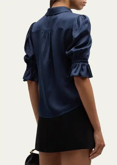 Cinq à Sept Fiona Silk Satin Short-Sleeve Top | Thumbnail 7 Cinq à Sept Fiona Silk Satin Short-Sleeve Top | Thumbnail 7