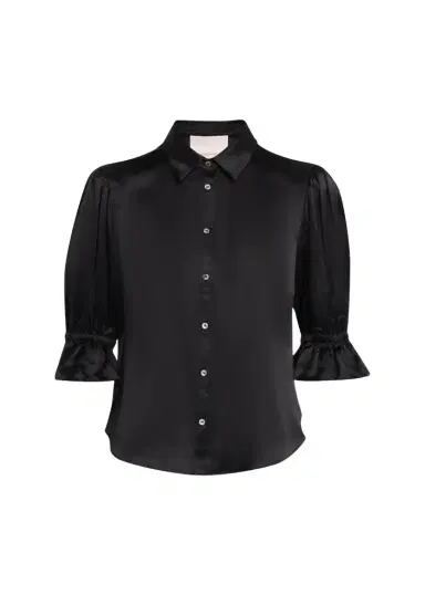 Cinq à Sept Fiona Silk Satin Short-Sleeve Top | Thumbnail 1 Cinq à Sept Fiona Silk Satin Short-Sleeve Top | Thumbnail 1