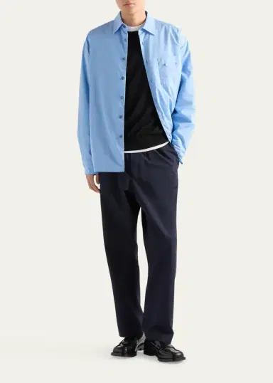 Prada Men's Superfine Wool Small-Logo Crewneck Sweater | Thumbnail 2 Prada Men's Superfine Wool Small-Logo Crewneck Sweater | Thumbnail 2