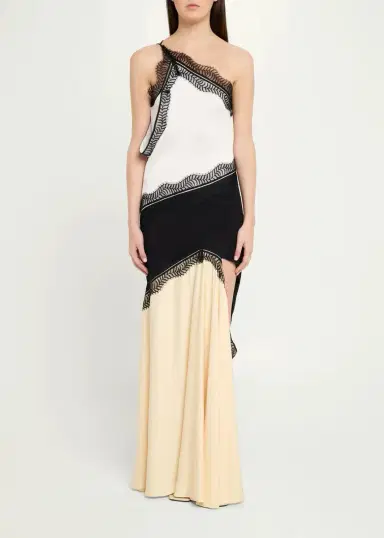 Christopher Esber Keira Split Lace One-Shoulder Cutaway Dress | Thumbnail 2