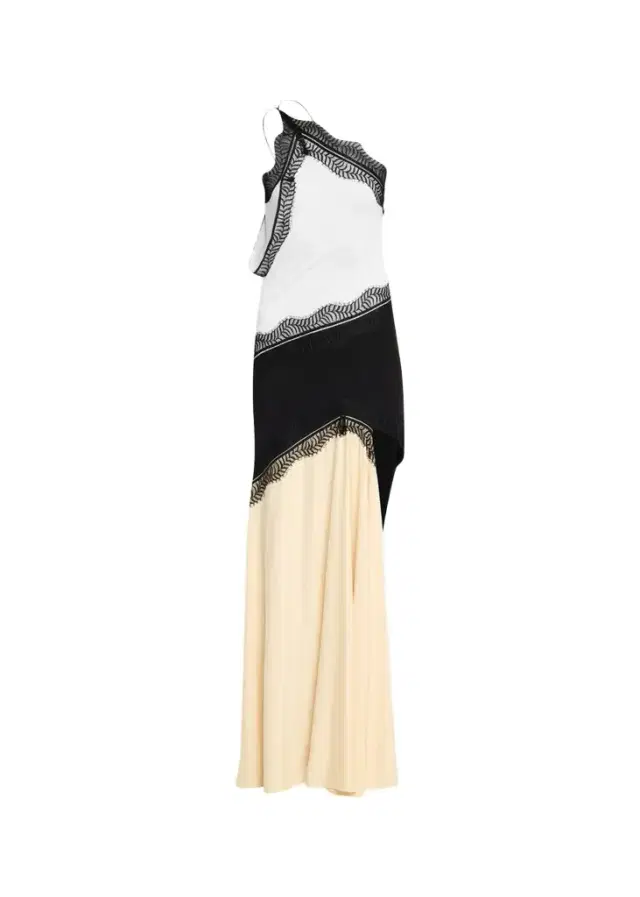 Christopher Esber Keira Split Lace One-Shoulder Cutaway Dress