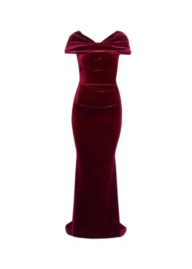 Talbot Runhof Kate Draped Velvet Mermaid Gown | Thumbnail 1