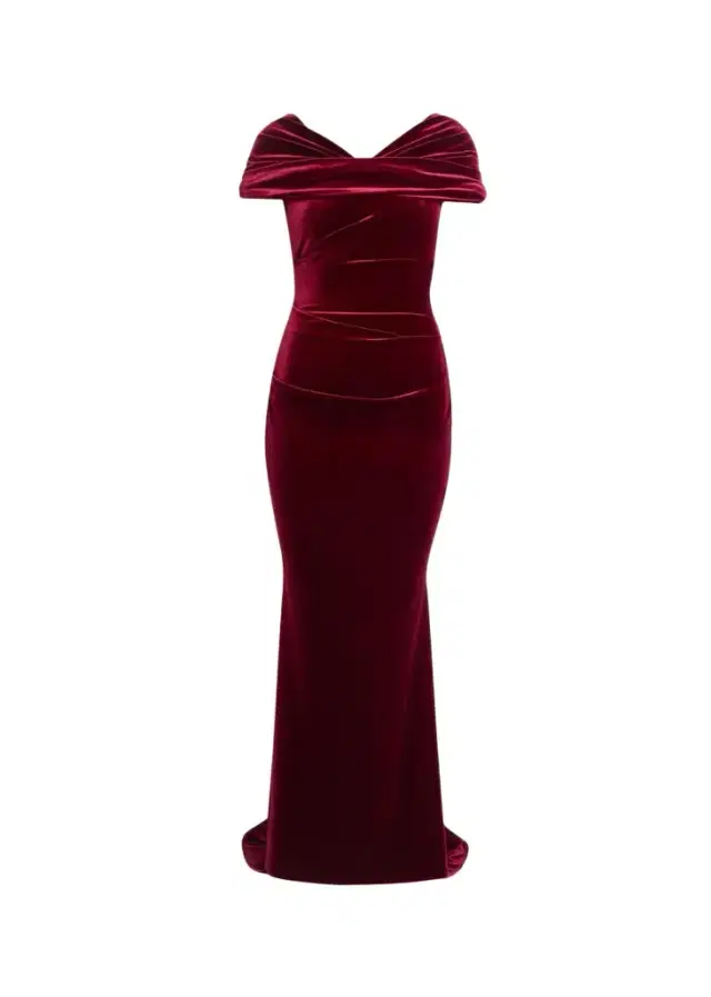Talbot Runhof Kate Draped Velvet Mermaid Gown