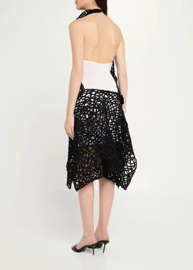 Diotima Lattice Embroidered Layered Halter Midi Dress | Thumbnail 3