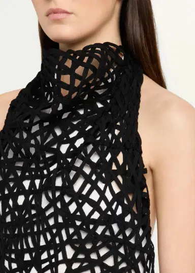 Diotima Lattice Embroidered Layered Halter Midi Dress | Thumbnail 5