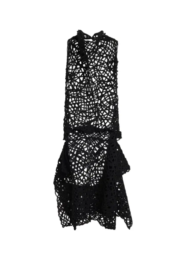 Lattice Embroidered Layered Halter Midi Dress Lattice Embroidered Layered Halter Midi Dress