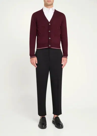 Thom Browne RWB Striped Merino Wool Cardigan | Thumbnail 2 Thom Browne RWB Striped Merino Wool Cardigan | Thumbnail 2