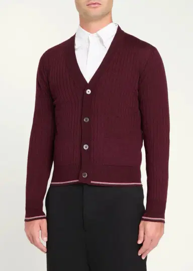 Thom Browne RWB Striped Merino Wool Cardigan | Thumbnail 4 Thom Browne RWB Striped Merino Wool Cardigan | Thumbnail 4