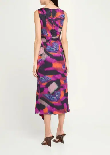 Dries Van Noten Dropps Sleeveless Ruched Ruffle Midi Dress | Thumbnail 3