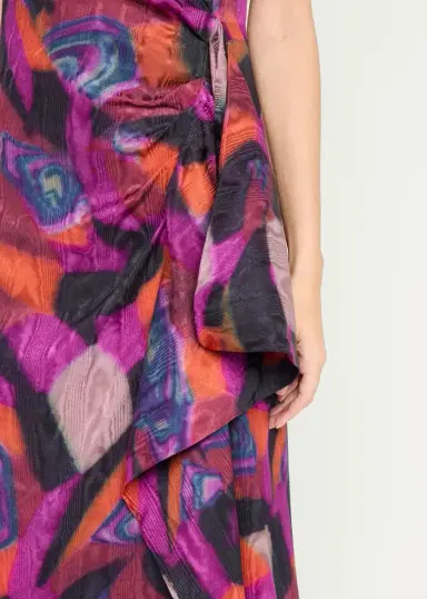 Dries Van Noten Dropps Sleeveless Ruched Ruffle Midi Dress | Thumbnail 5