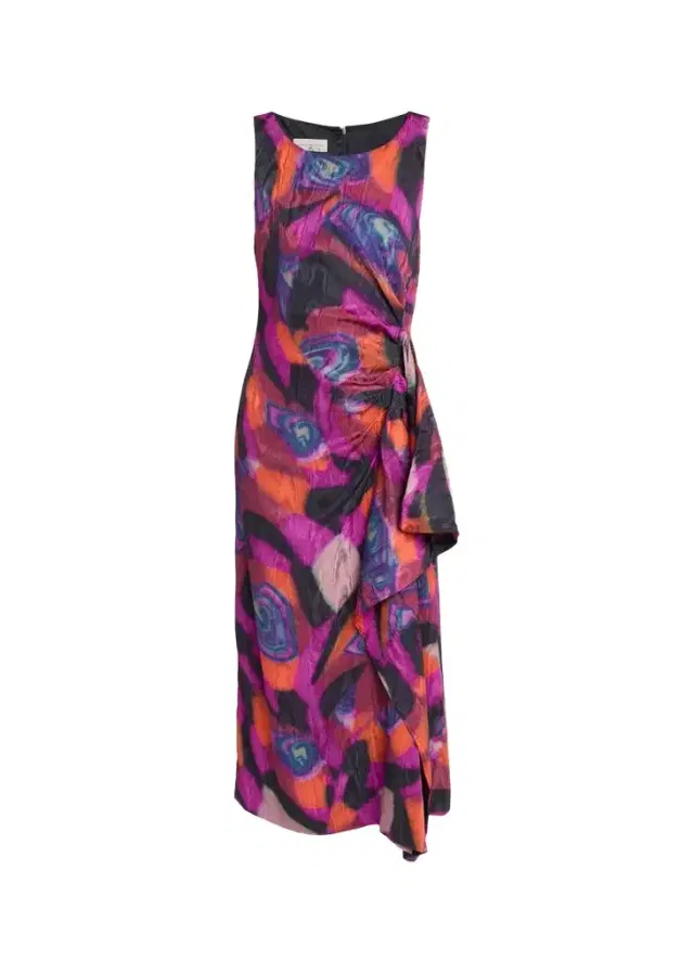 Dries Van Noten Dropps Sleeveless Ruched Ruffle Midi Dress