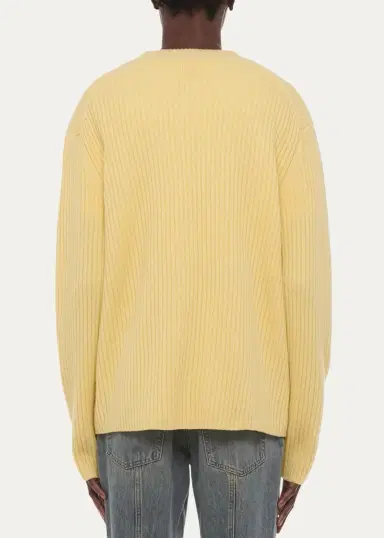 Helmut Lang Men's Wool Ribbed Crewneck Cardigan | Thumbnail 3 Helmut Lang Men's Wool Ribbed Crewneck Cardigan | Thumbnail 3