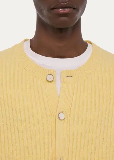 Helmut Lang Men's Wool Ribbed Crewneck Cardigan | Thumbnail 5 Helmut Lang Men's Wool Ribbed Crewneck Cardigan | Thumbnail 5