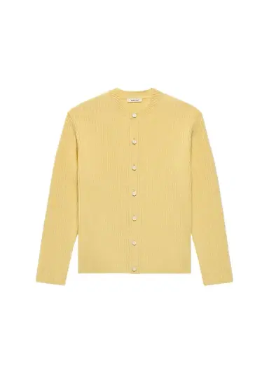Helmut Lang Men's Wool Ribbed Crewneck Cardigan | Thumbnail 1 Helmut Lang Men's Wool Ribbed Crewneck Cardigan | Thumbnail 1