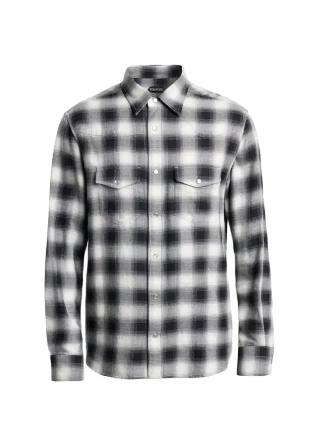 Tom Ford Men's Cotton and Cashmere Check Snap-Front Western Shirt