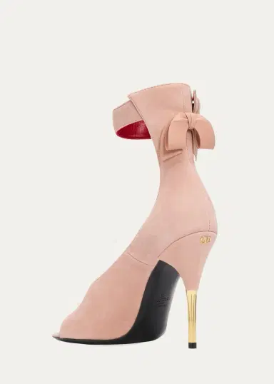 Valentino Garavani Suede Bow-Back Stiletto Sandal | Thumbnail 2 Valentino Garavani Suede Bow-Back Stiletto Sandal | Thumbnail 2