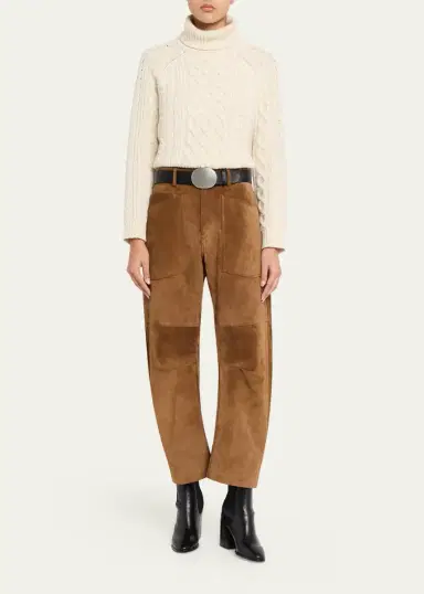 Nili Lotan Shon Barrel-Leg Suede Pants | Thumbnail 2 Nili Lotan Shon Barrel-Leg Suede Pants | Thumbnail 2