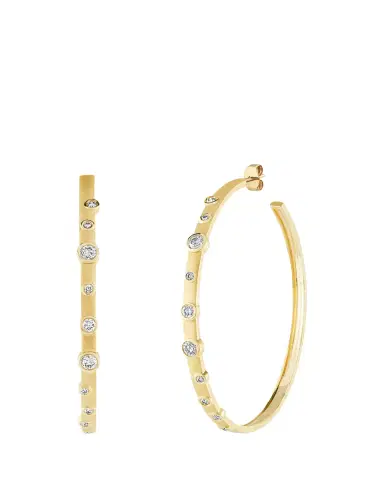 Sydney Evan 14K Diamond Bezel Anniversary Hoop Earrings | Thumbnail 2