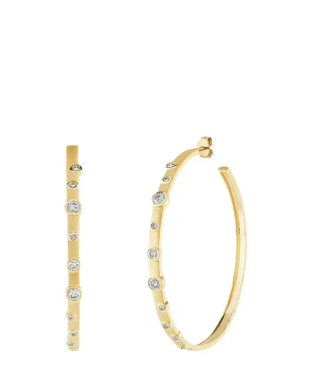 Sydney Evan 14K Diamond Bezel Anniversary Hoop Earrings