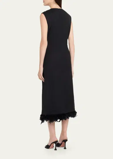 Plan C Sleeveless Feather-Hem Midi Dress | Thumbnail 3 Plan C Sleeveless Feather-Hem Midi Dress | Thumbnail 3